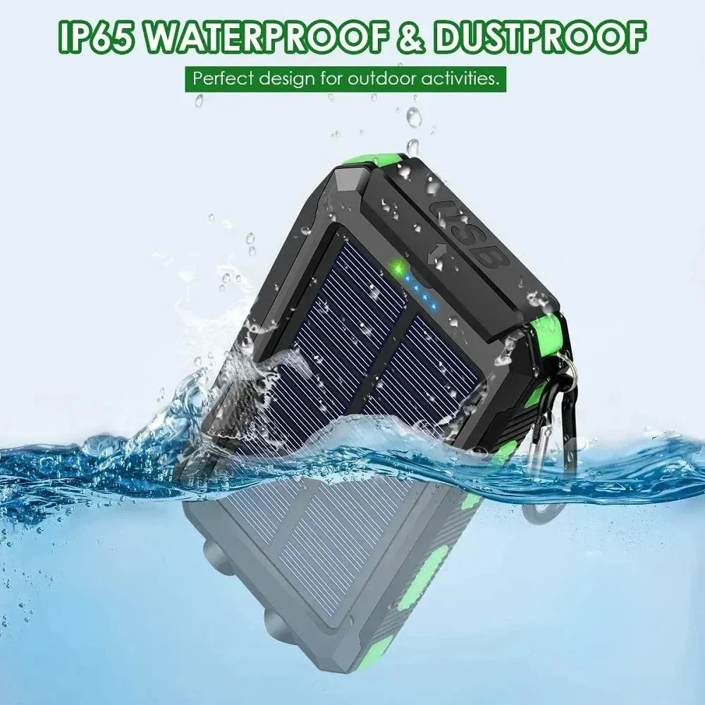 Solar Power Bank 200000mAh Portable Charging Poverbank External Battery Charger Strong Light LDE Light for All Smartphones