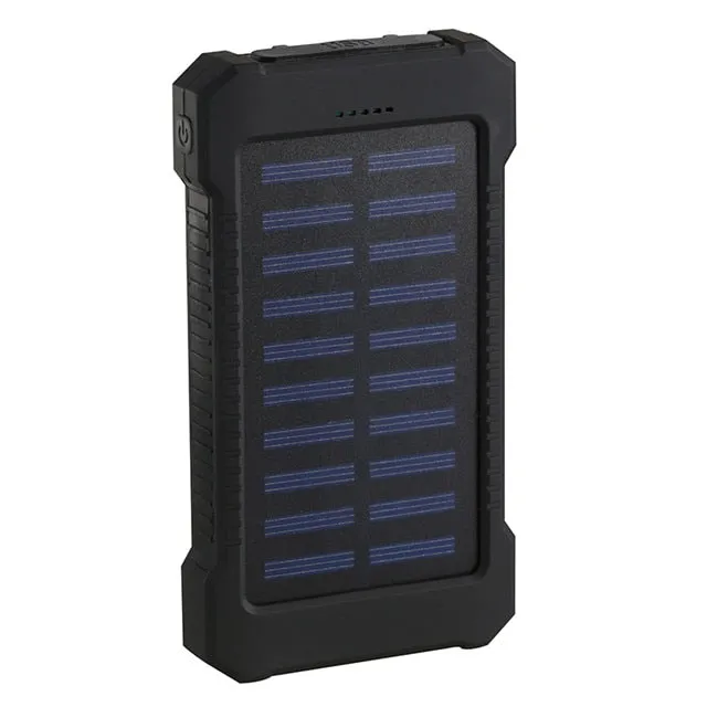 Solar Power Bank Waterproof 30000mAh Solar Charger 2 USB Ports External Charger Powerbank for Xiaomi Smartphone with LED Light