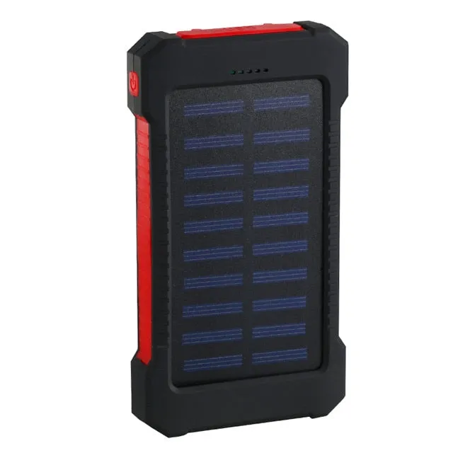 Solar Power Bank Waterproof 30000mAh Solar Charger 2 USB Ports External Charger Powerbank for Xiaomi Smartphone with LED Light