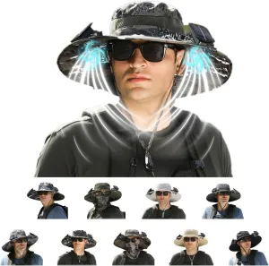 Solar-Powered Cooling Hat with Dua USB-Rechargeable Fans Protection for Fishing/Camping/Beach Waterproof Unisex Outdoor Gear