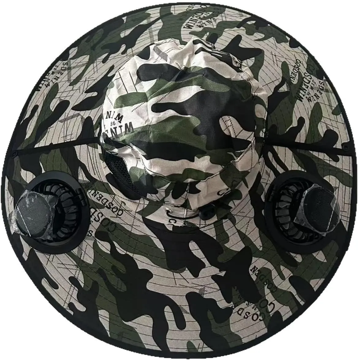 Solar-Powered Cooling Sun Hat with Built-in Fans, Wide Brim, Available in Black, Khaki, Army Green