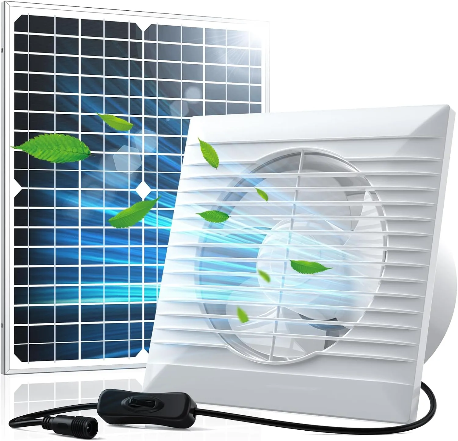 Solar Powered Exhaust Fan Pro, 15 W Solar Panel   6 Inch High Speed Exhaust Fan with Anti-backflow Valve, Wall Mount Ventilation & Cooling Vent for Chicken Coop, Shed, Greenhouse