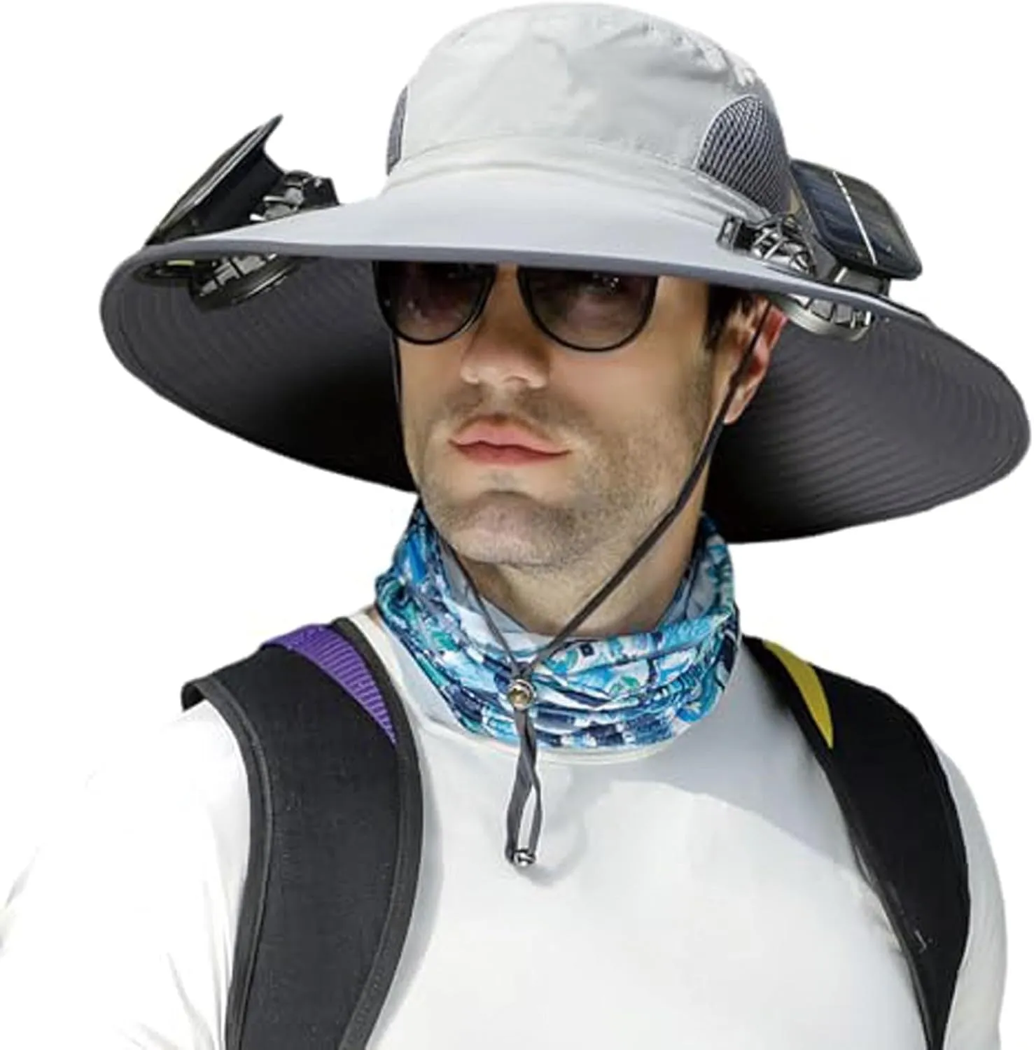 Solar Powered Fan Hat for Men Wide Brim Solar Fan Hats, Hat with Fans Solar Power Outdoor Hiking Fishing Beach Hat