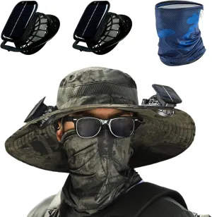 Solar Powered Fan Hat for Men,Hat with Fans Solar Power Outdoor Fishing with 2 Solars Fans