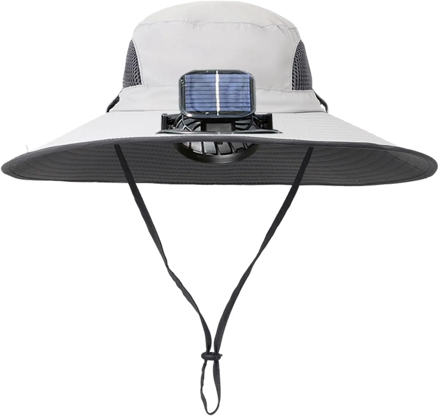 Solar Powered Fan Hat with 2 Removable Fans Wide Brim Outdoor Fishing Sun Hat with Fan Built in, USB Solar Charging