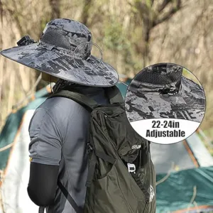 Solar Powered Fan Hat with 2 Removable Fans Wide Brim Sun Hat for Outdoor Fishing, Hiking Gardening, USB Solar Charging