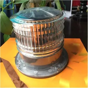 Solar Powered Marine Boat Navigation Light Round Warning Light for Pier Airport Dock Construction Use (Color : Blue) (White)