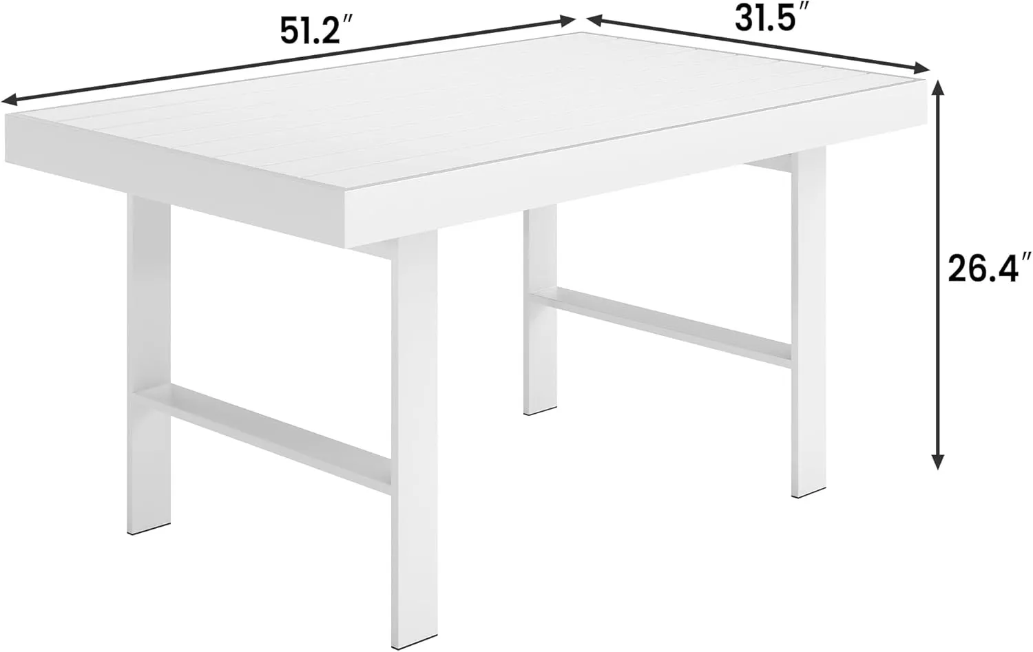Solaste Aluminum Outdoor Dining Table, All-Weather Rectangle Metal High Patio Coffee Table for Balcony, Garden, Multifunctional Dining Table Coffee Table, Indoor or Outdoor Use, Grey/White