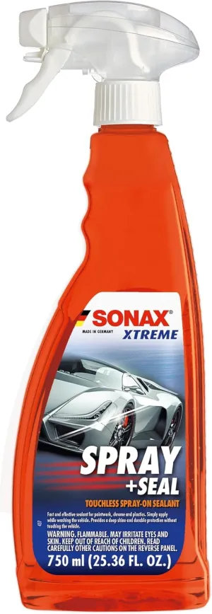 SONAX Spray   Seal 243400 | Quick and Easy Spray On Sealant for Instant Shine and Hydrophobic Protection | Enhances Paint Glass & Plastic Surface | Safe for All Finishes | Long-Lasting Results | 750ml