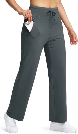Soothfeel Women's Fleece Lined Pants High Waisted Zipper Pockets Winter Warm Thermal Sweatpants Snow Ski Hiking Lounge Pants