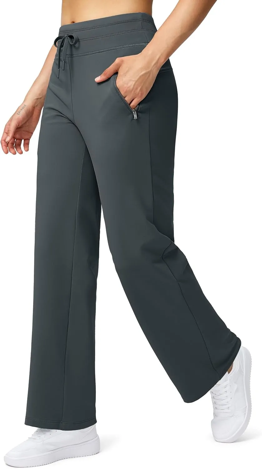 Soothfeel Women's Fleece Lined Pants High Waisted Zipper Pockets Winter Warm Thermal Sweatpants Snow Ski Hiking Lounge Pants