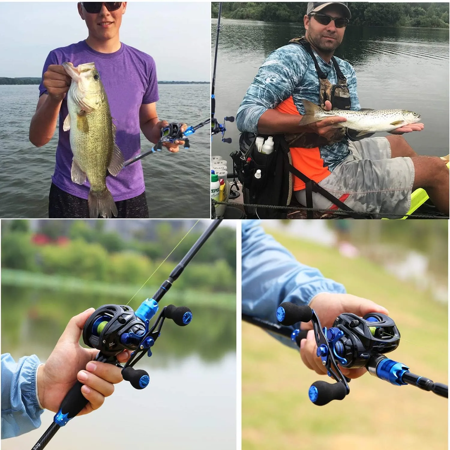 Sougayilang Fishing Reel and Rod Combos,24-Ton Carbon Fiber Fishing Poles with Baitcasting Reel,7.0:1 Gear for Travel Freshwater