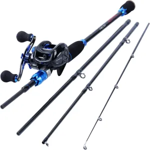 Sougayilang Fishing Reel and Rod Combos,24-Ton Carbon Fiber Fishing Poles with Baitcasting Reel,7.0:1 Gear for Travel Freshwater
