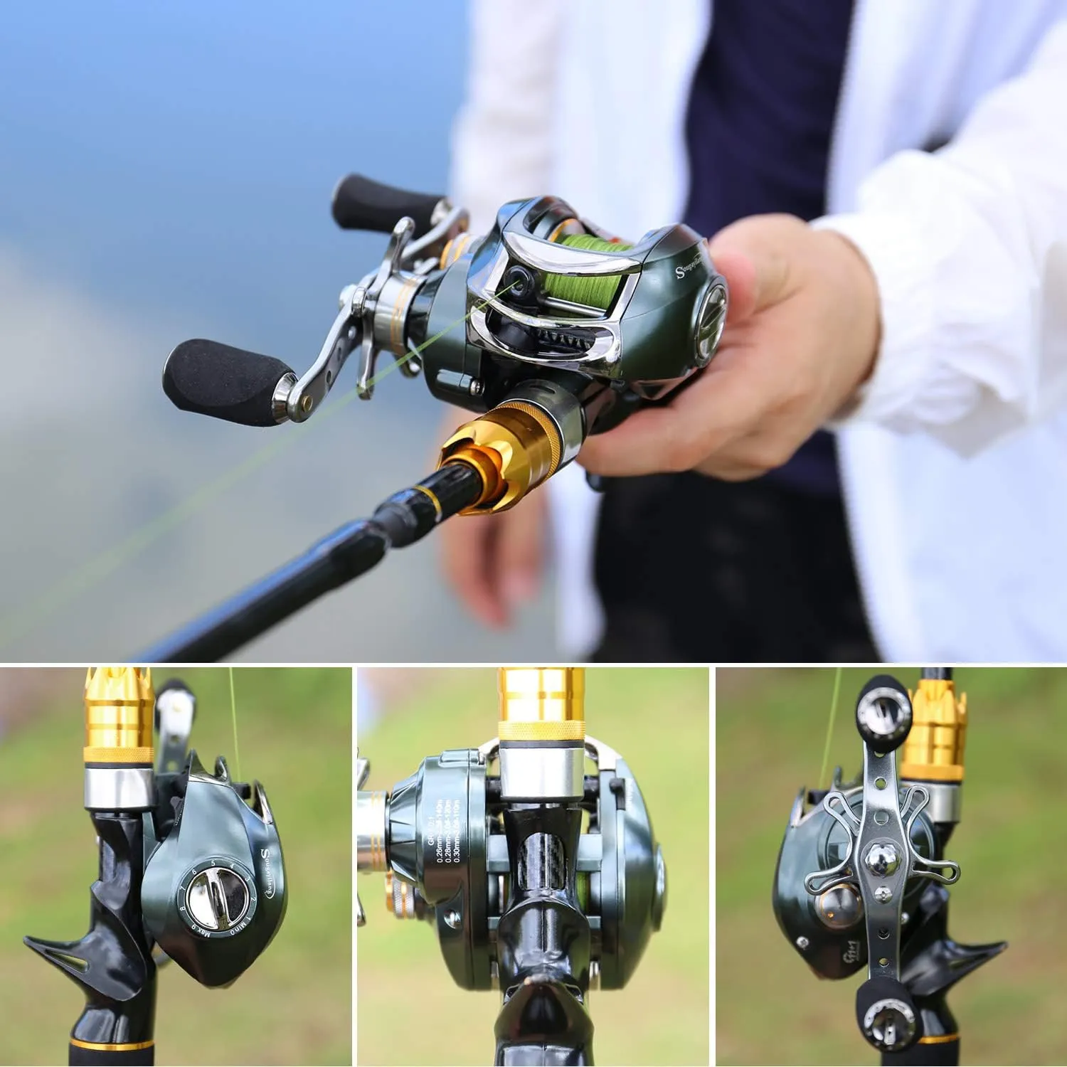 Sougayilang Fishing Reel and Rod Combos,24-Ton Carbon Fiber Fishing Poles with Baitcasting Reel,7.0:1 Gear for Travel Freshwater