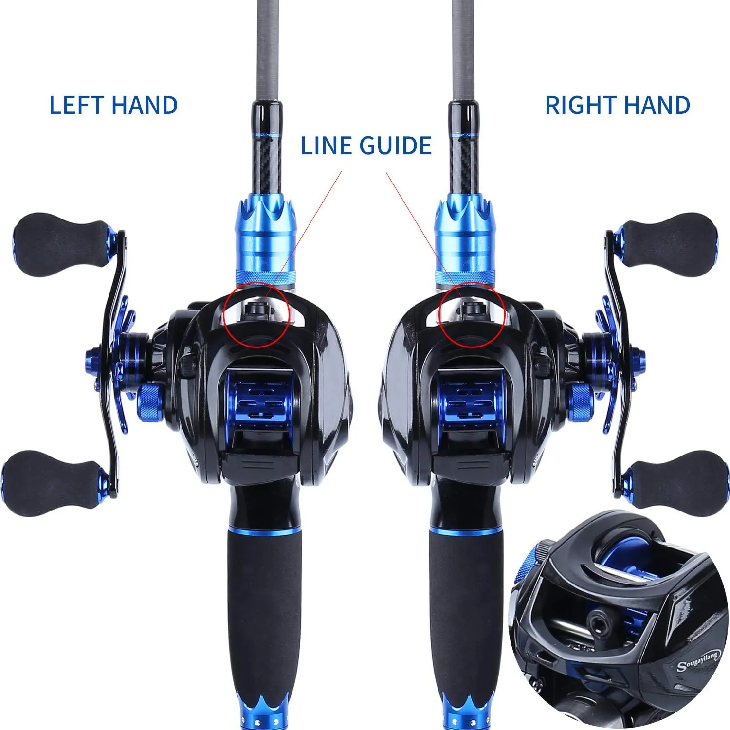 Sougayilang Fishing Reel and Rod Combos,24-Ton Carbon Fiber Fishing Poles with Baitcasting Reel,7.0:1 Gear for Travel Freshwater