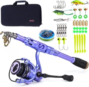 Sougayilang Fishing Rod and Reel Combos Carbon Fiber Telescopic Fishing Pole with Smooth Reel Combo Saltwater Freshwater Kit