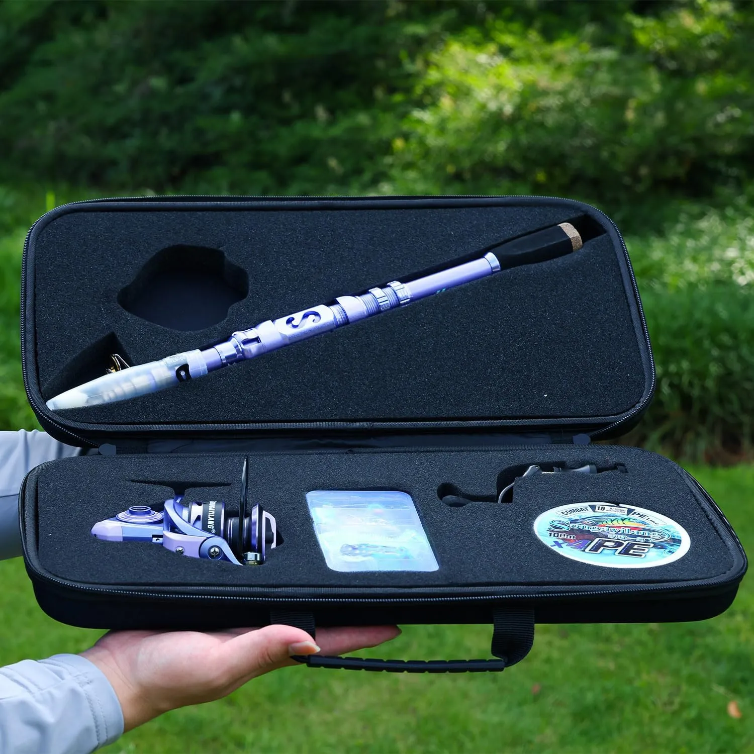 Sougayilang Fishing Rod and Reel Combos Carbon Fiber Telescopic Fishing Pole with Smooth Reel Combo Saltwater Freshwater Kit