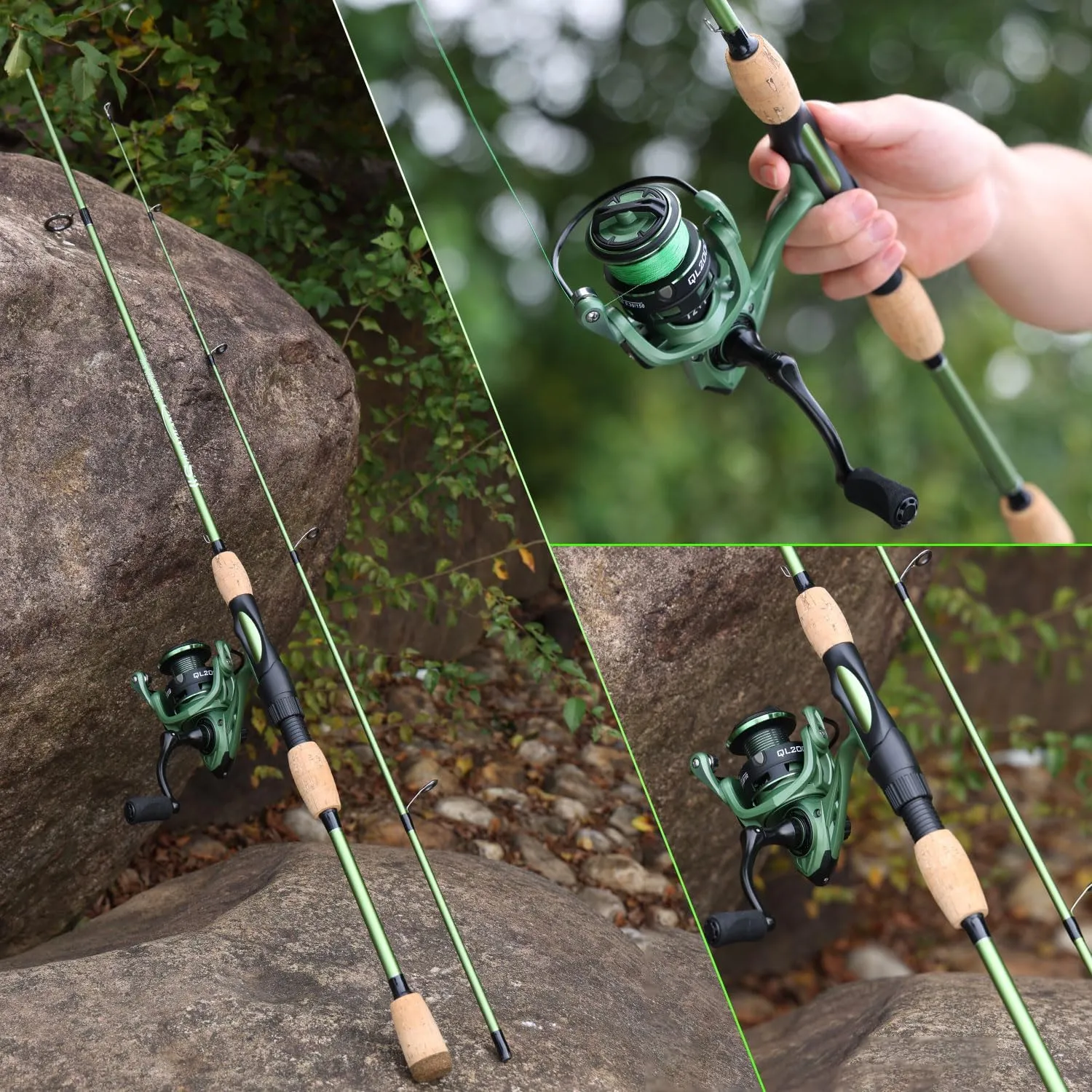 Sougayilang Fishing Rod Reel Combos, Graphite 2Pc Blanks Fishing Pole with Casting & Spinning Reel, Stainless Steel Guides
