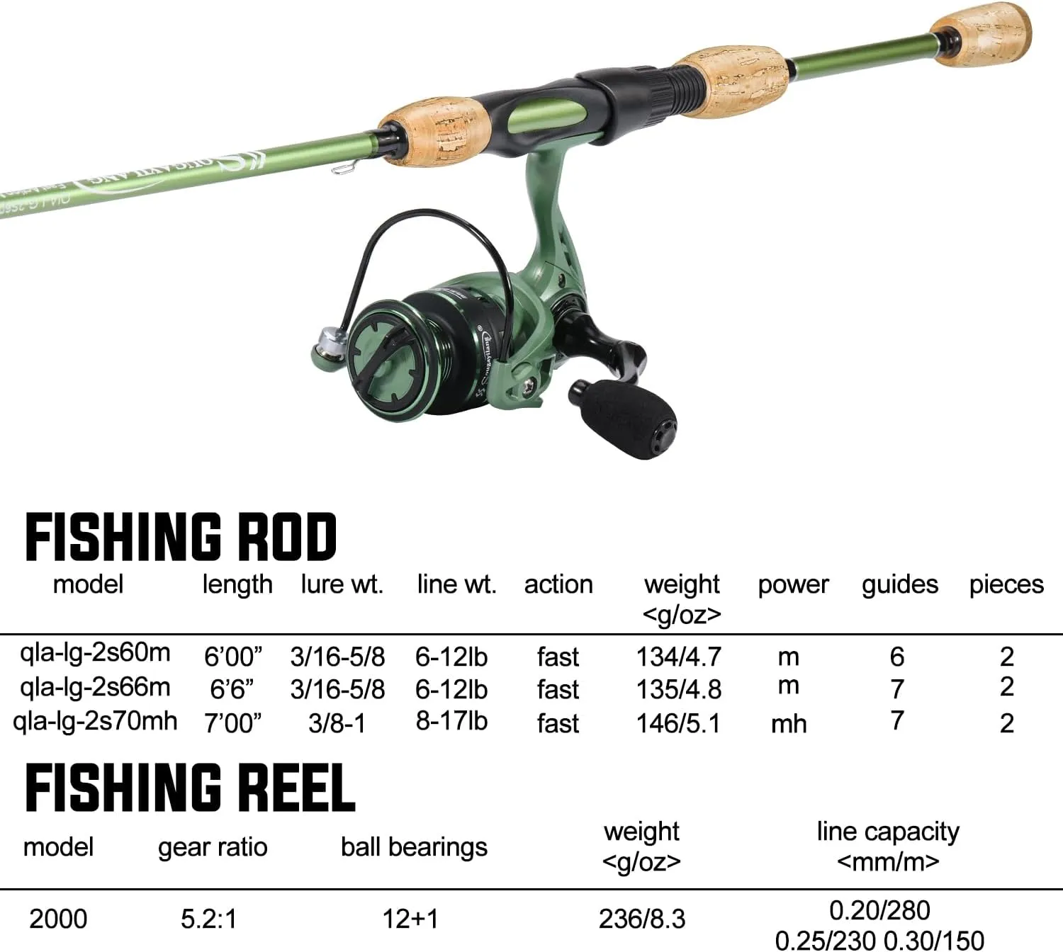Sougayilang Fishing Rod Reel Combos, Graphite 2Pc Blanks Fishing Pole with Casting & Spinning Reel, Stainless Steel Guides