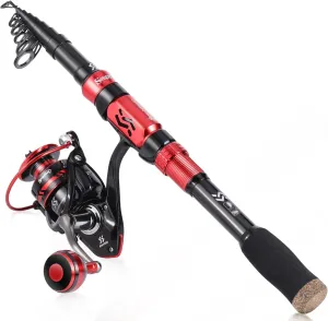 Sougayilang Portable Telescopic Fishing Rod Reel Combos Carbon Fiber Spinning Fishing ploe and Spinning Reel