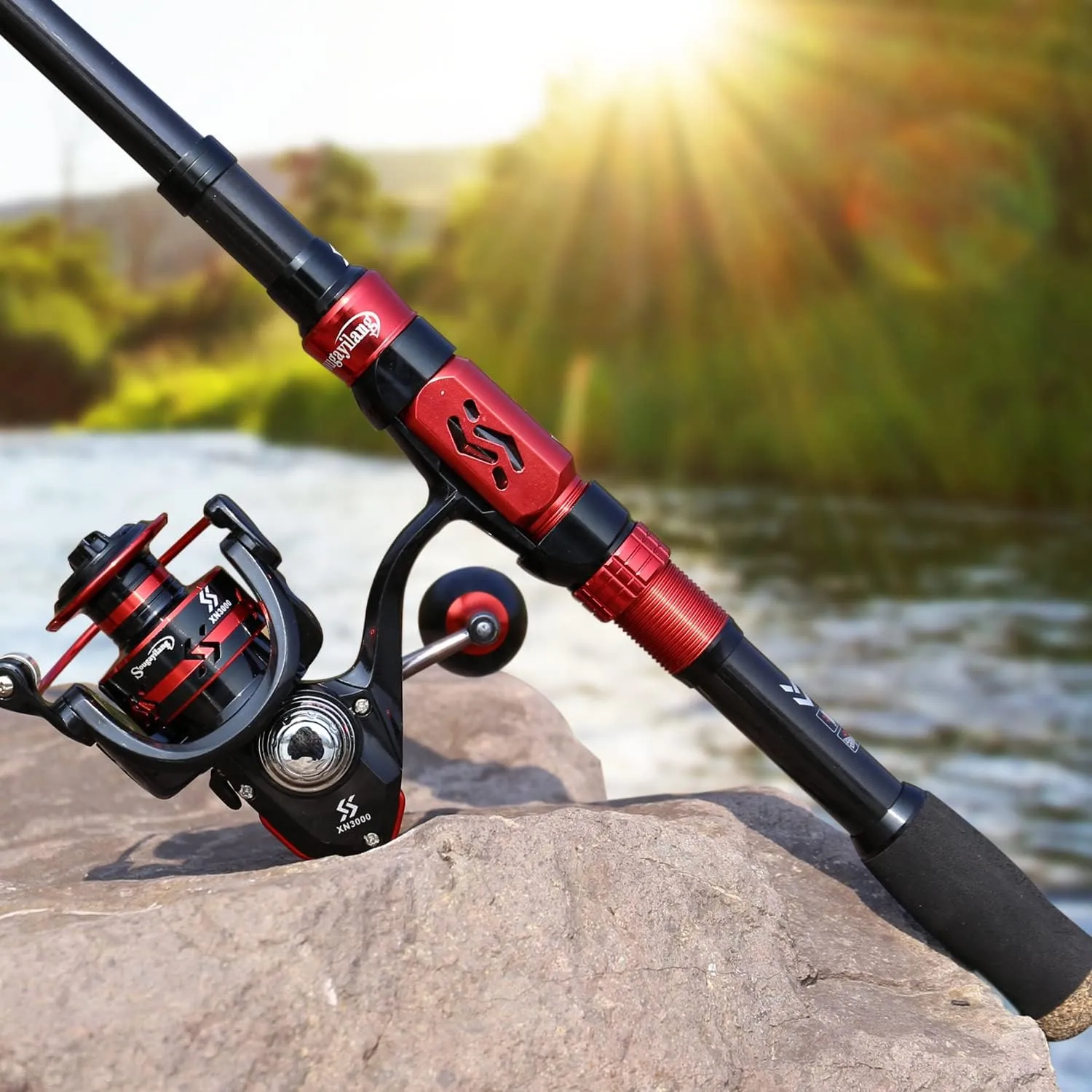 Sougayilang Portable Telescopic Fishing Rod Reel Combos Carbon Fiber Spinning Fishing ploe and Spinning Reel