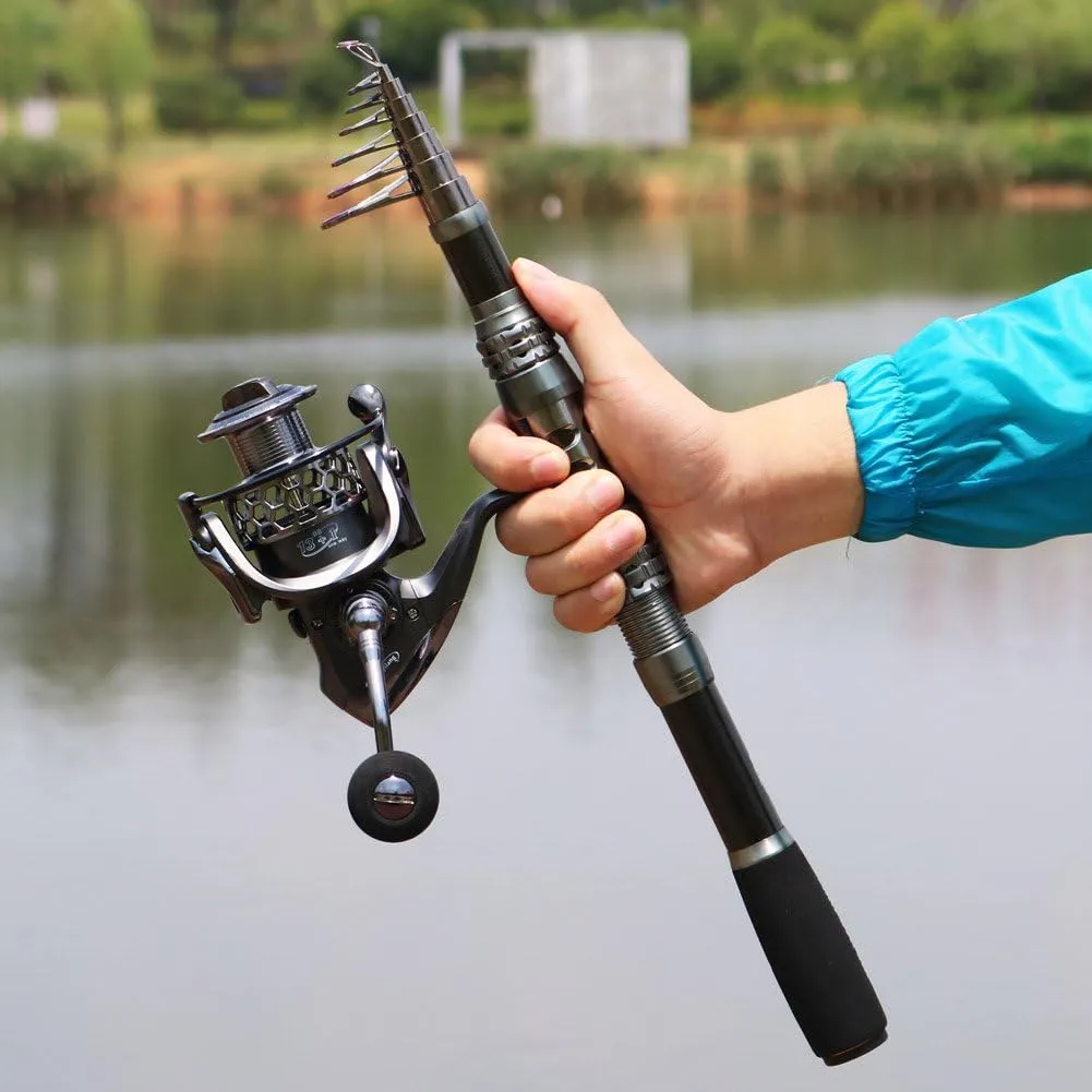 Sougayilang Telescopic Fishing Rod Reel Combos with Carbon Fiber Fishing Pole Spinning Reels and Fishing Accessories