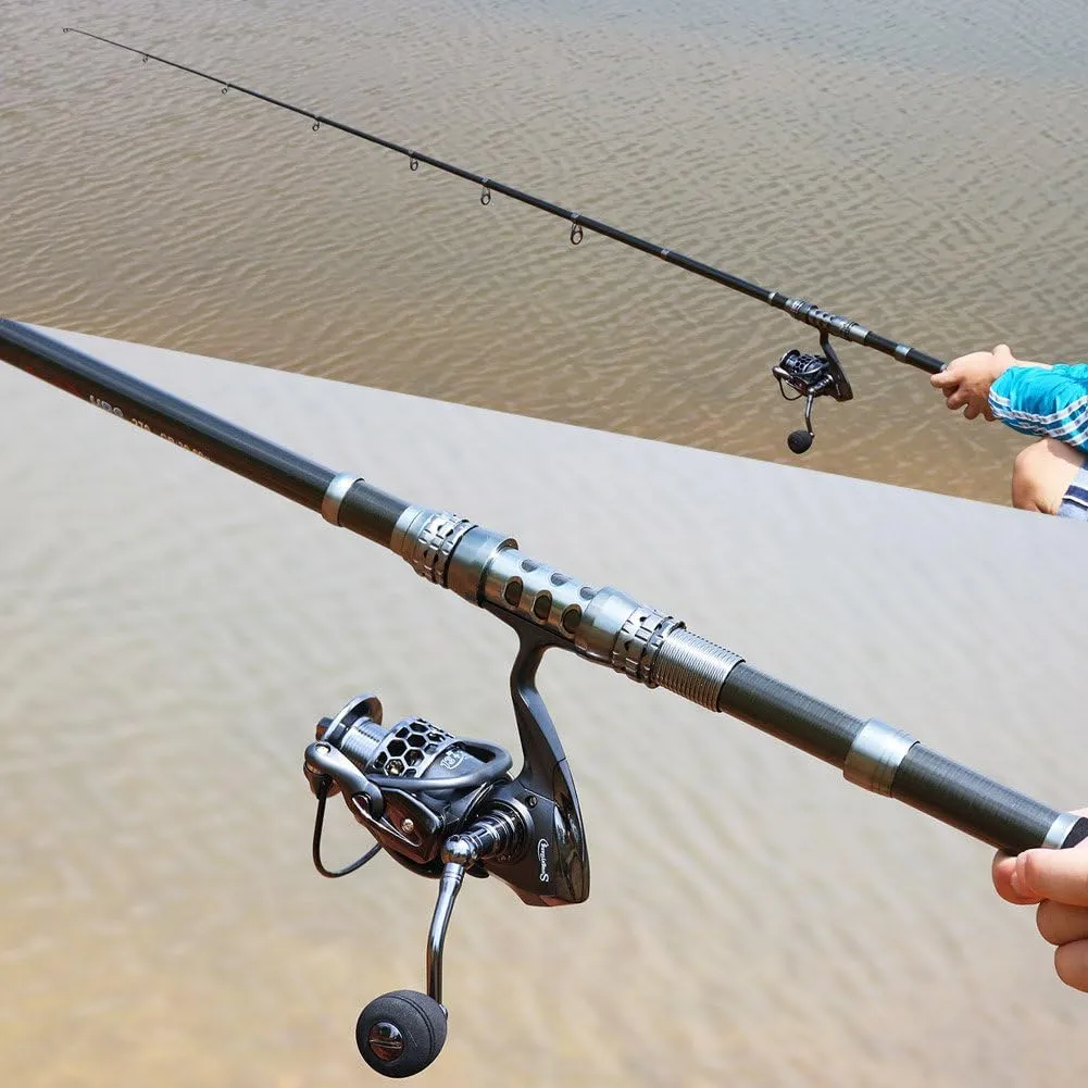 Sougayilang Telescopic Fishing Rod Reel Combos with Carbon Fiber Fishing Pole Spinning Reels and Fishing Accessories