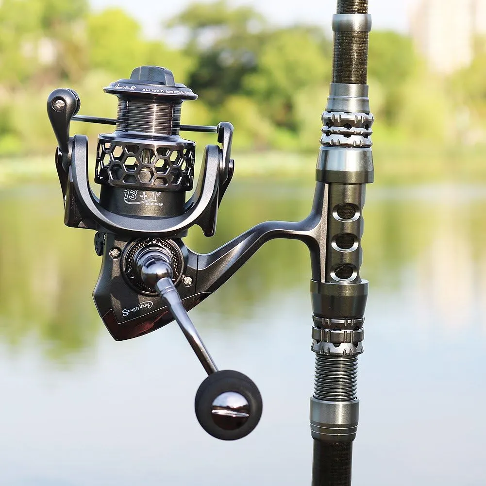 Sougayilang Telescopic Fishing Rod Reel Combos with Carbon Fiber Fishing Pole Spinning Reels and Fishing Accessories