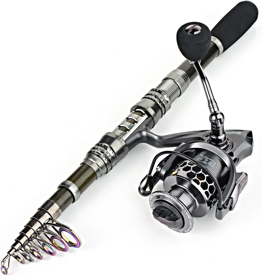 Sougayilang Telescopic Fishing Rod Reel Combos with Carbon Fiber Fishing Pole Spinning Reels and Fishing Accessories