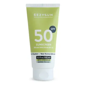 SPF 50 Sunscreen and Insect Repellent - Water-Resistant Sunscreen Travel Size & Bug Repellent with Citronella Oil, Lemongrass, and Neem Oil - Reef-Safe Bug Repellent Outdoor - 3.3 fl oz