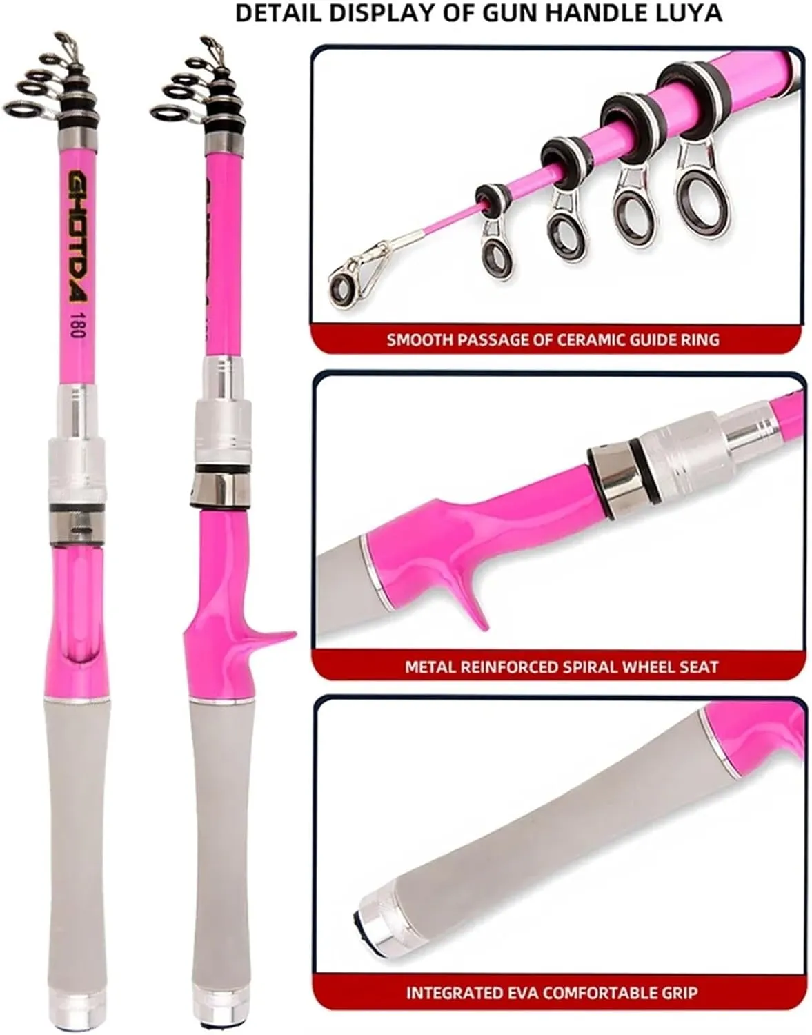 Spinning Casting Fishing Rod Carbon Fiber Super Hard Telescopic Fishing Rod 1.5M 1.8M 2.1M 2.4M Ultra Short Travel Pole