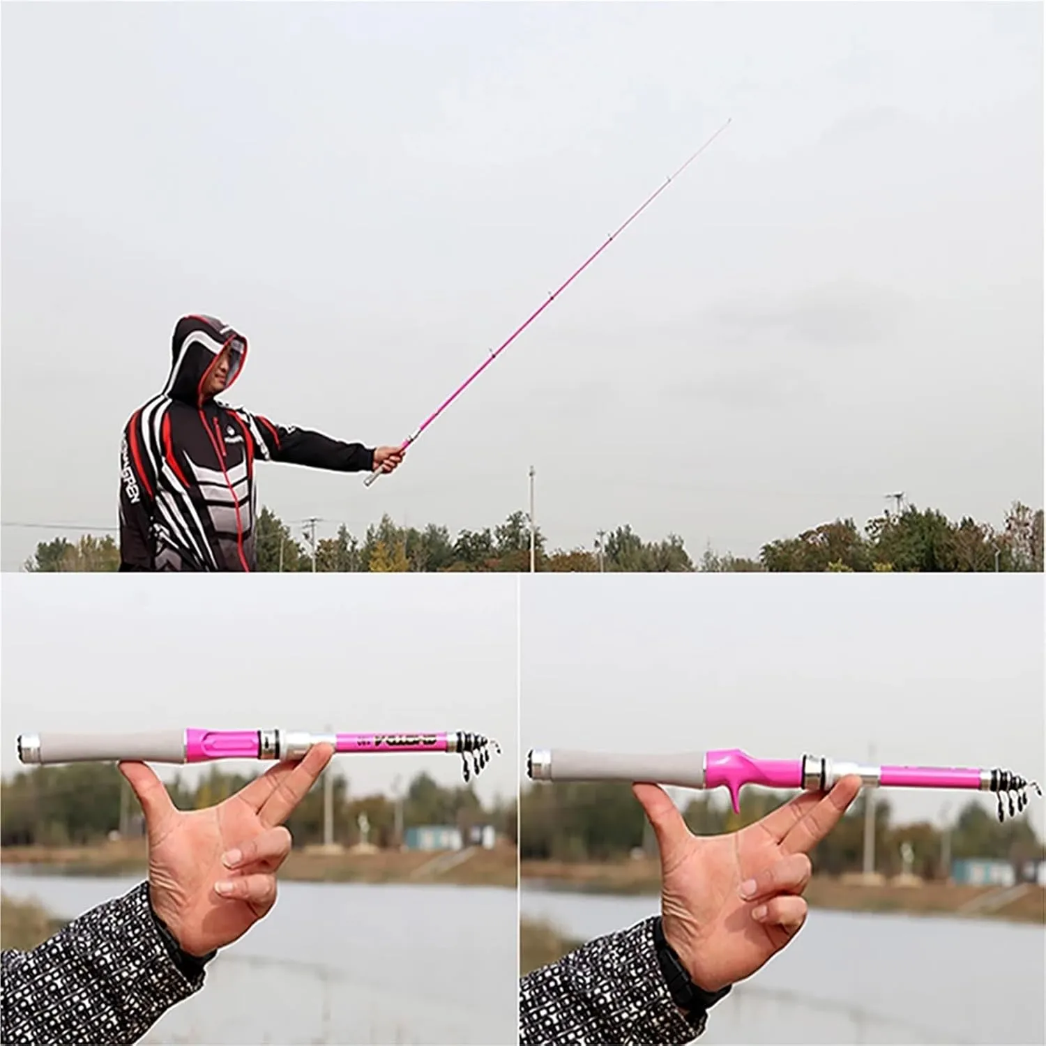 Spinning Casting Fishing Rod Carbon Fiber Super Hard Telescopic Fishing Rod 1.5M 1.8M 2.1M 2.4M Ultra Short Travel Pole