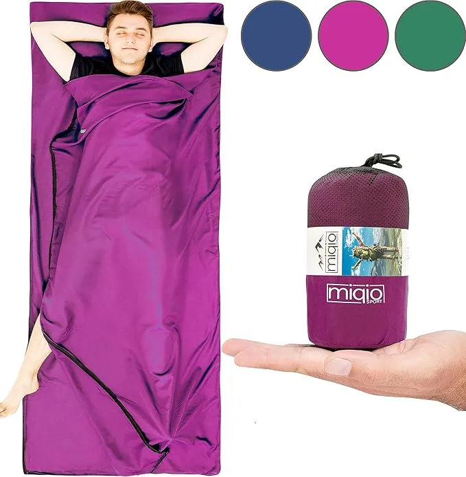 Sport 2-in-1 Sleeping Bag Liner and XL Sized Travel Sheet - Ultra Lightweight Sleep Liner Double Travel Bed Sheet - Inlett Inlay