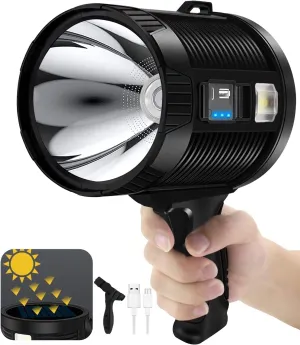 Spotlight, 6 Modes Super Bright Rechargeable Spotlight Flashlight, IPX6 Waterproof Outdoor Handheld Spot Lights for Marine Hunting Boating, XXX-Large with Tripod