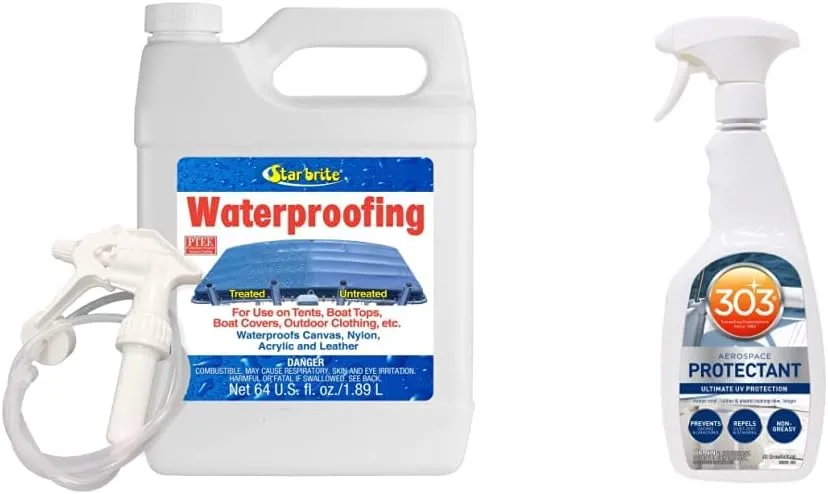 STAR BRITE Waterproofing Spray, Waterproofer   Stain Repellent   UV Protection - 64 OZ & 303 Marine Aerospace Protectant – UV Protection – Repels Dust, Dirt & Staining – Smooth Matte Finish