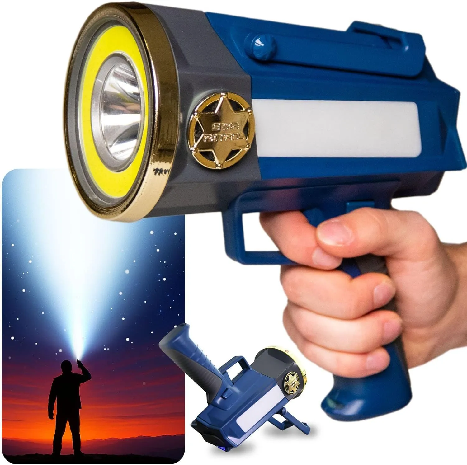 Star Patrol™ Mega-Bright Rechargeable Spotlight – AS-SEEN-ON-TV Ultra-Powerful LED, USB Power Bank, 6 Modes, Lightweight & Waterproof – for Emergencies, Camping, Hunting, Power Outages