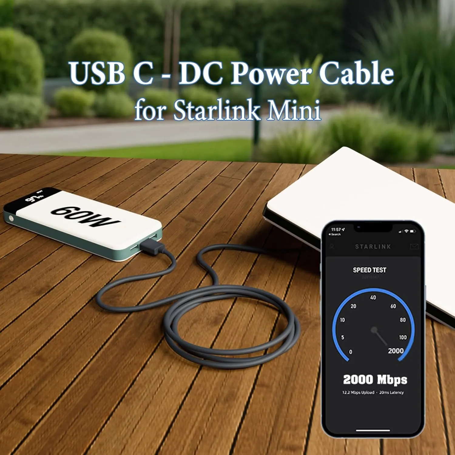 Starlink Mini USB C to DC Power Cable, 16.4ft Starlink Mini Type-C to DC Power Cable, PD 20V Type-C Input to DC Male Output Waterproof, Compatible 65W  PD 20V Protocol Power Supply/Source (5M)