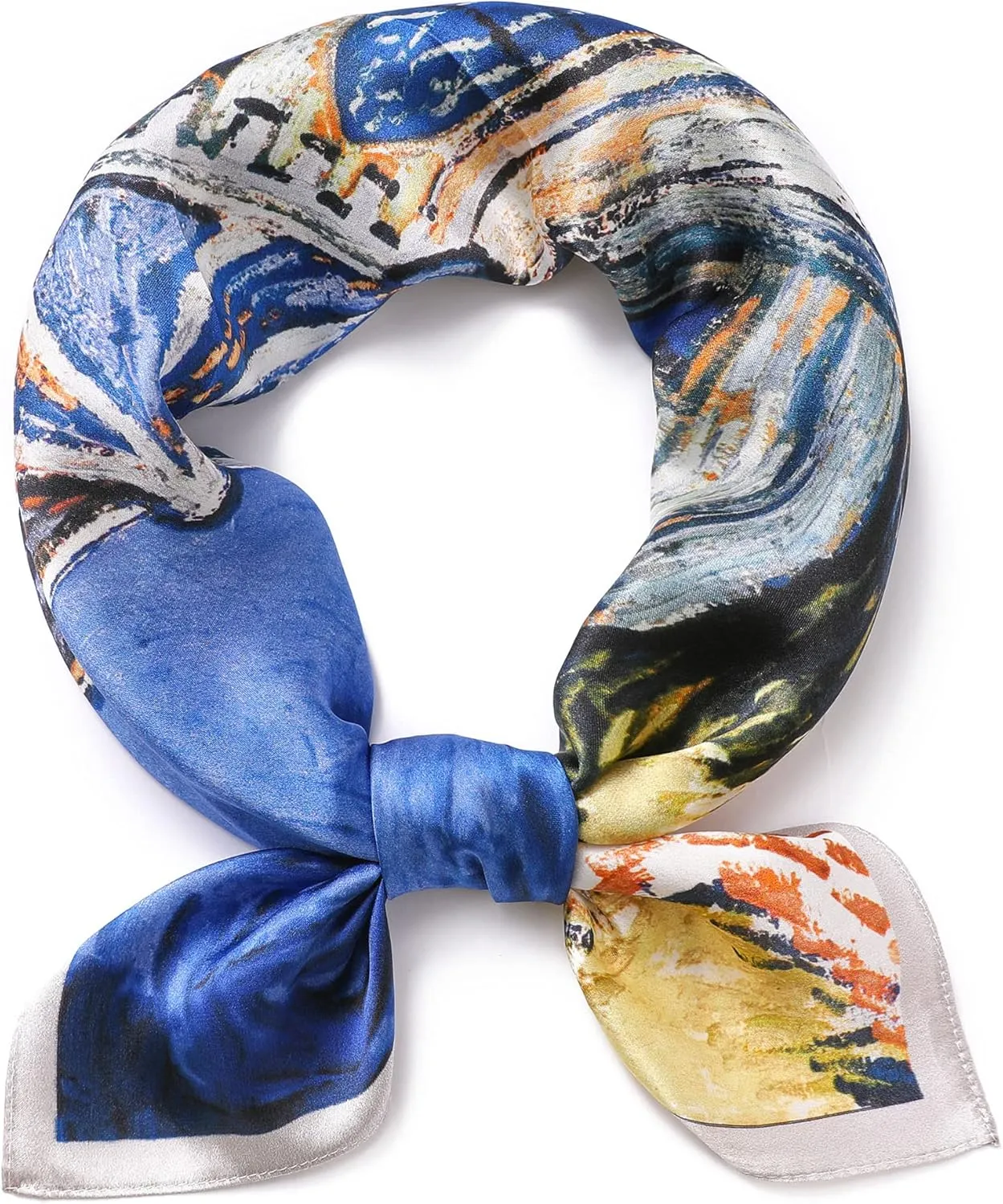 STARWHISPER 100% Pure Mulberry Silk Square Scarf-27''x27 Lightweight Hair Scarves Headscarf Night Sleeping with Gift Packed
