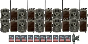 Stealth Cam 36MP Fusion Max Cellular Trail Camera (10-Pack) Bundle with 10x Lithium Solar Power Panel, 10x 32GB Memory Card, and Card Reader (31 Items)