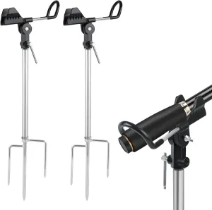 Stedan 2 Pack Fishing Rod Holders Multifunctional Stainless Steel Stand, Ground Fishing Rod Pole Brackets Texture 360 ° Adjustable & Detachable Easy to Carry, Fishing Pole Holders for Ground, Beach