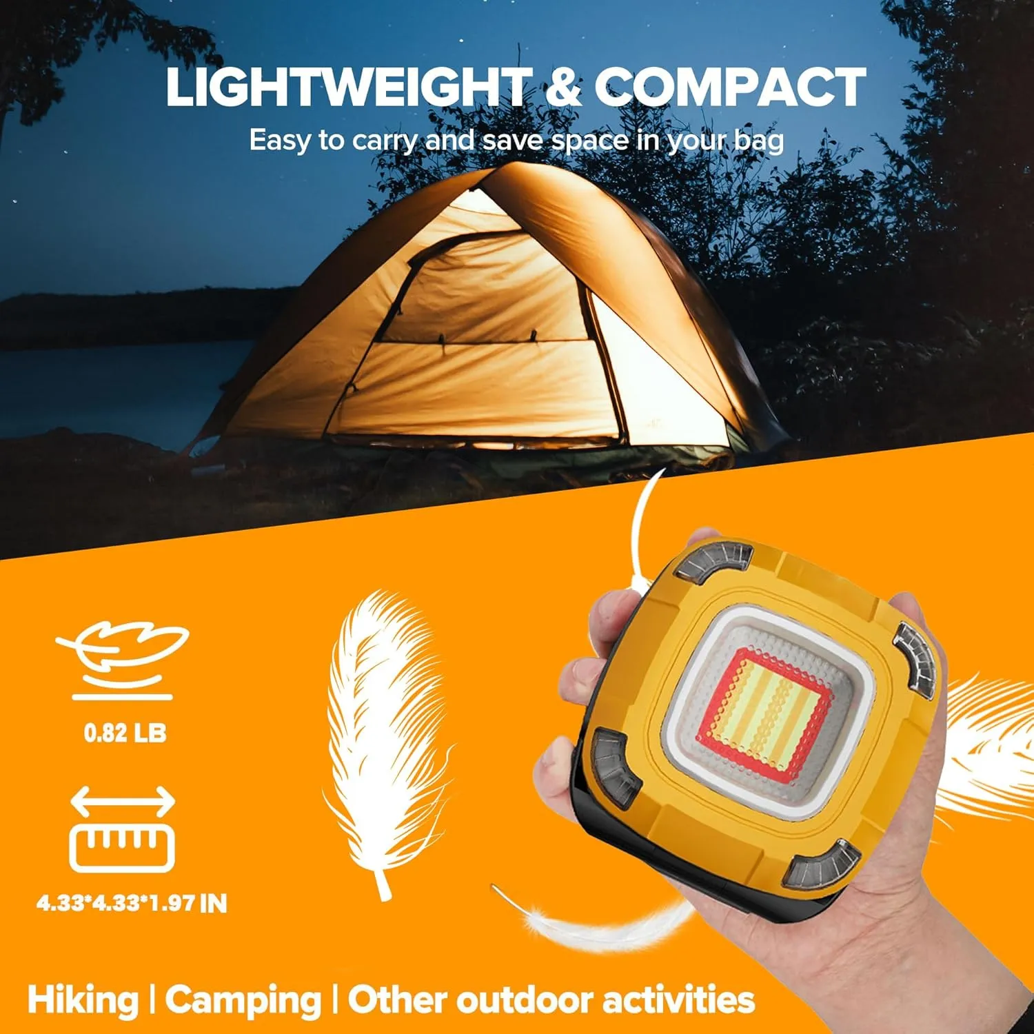 STONEBROOK 2000LM Magnetic Work Light Rechargeable with 9 Modes, led Work Light Rechargeable, IPX5 Waterproof, Camping Light, Foldable, Emergency & Car Repair (6000mAh)