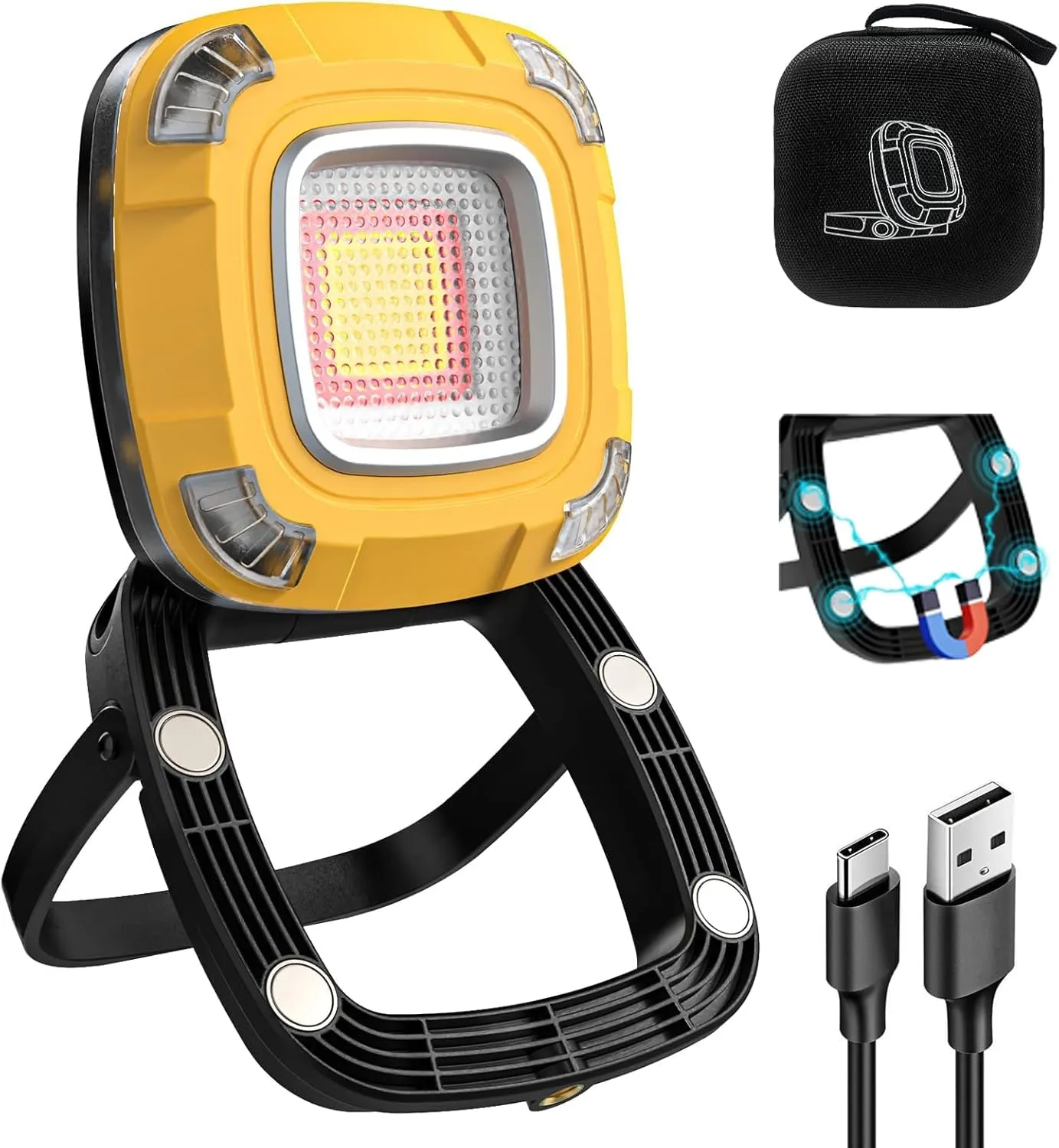 STONEBROOK 2000LM Magnetic Work Light Rechargeable with 9 Modes, led Work Light Rechargeable, IPX5 Waterproof, Camping Light, Foldable, Emergency & Car Repair (6000mAh)