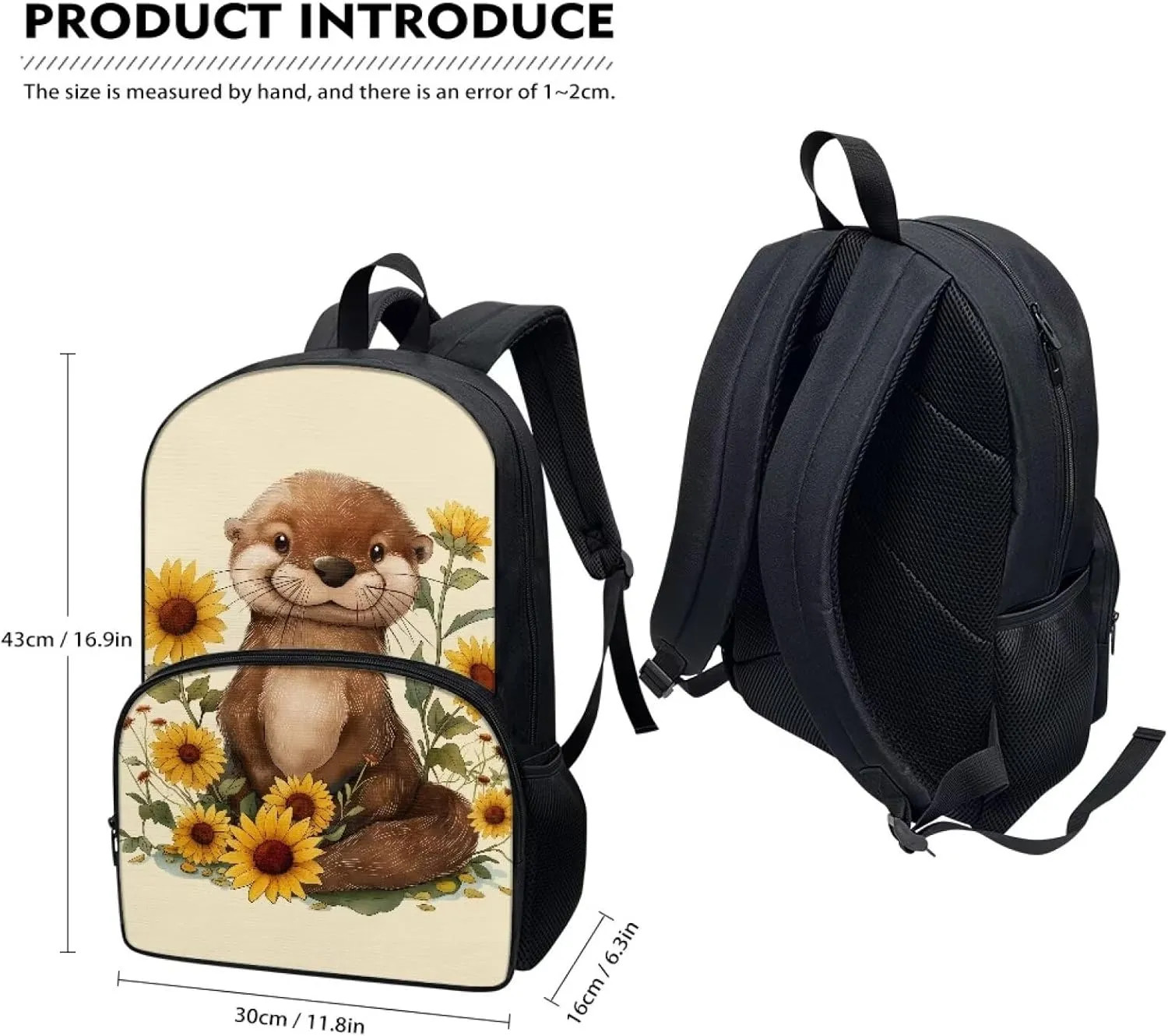 Sunflowers Backpack Lightweight Travel Casual Daypack Sloth Print Portable Bookbag Adjustable Shoulder Bag for Boys Girls，Fit Primary School