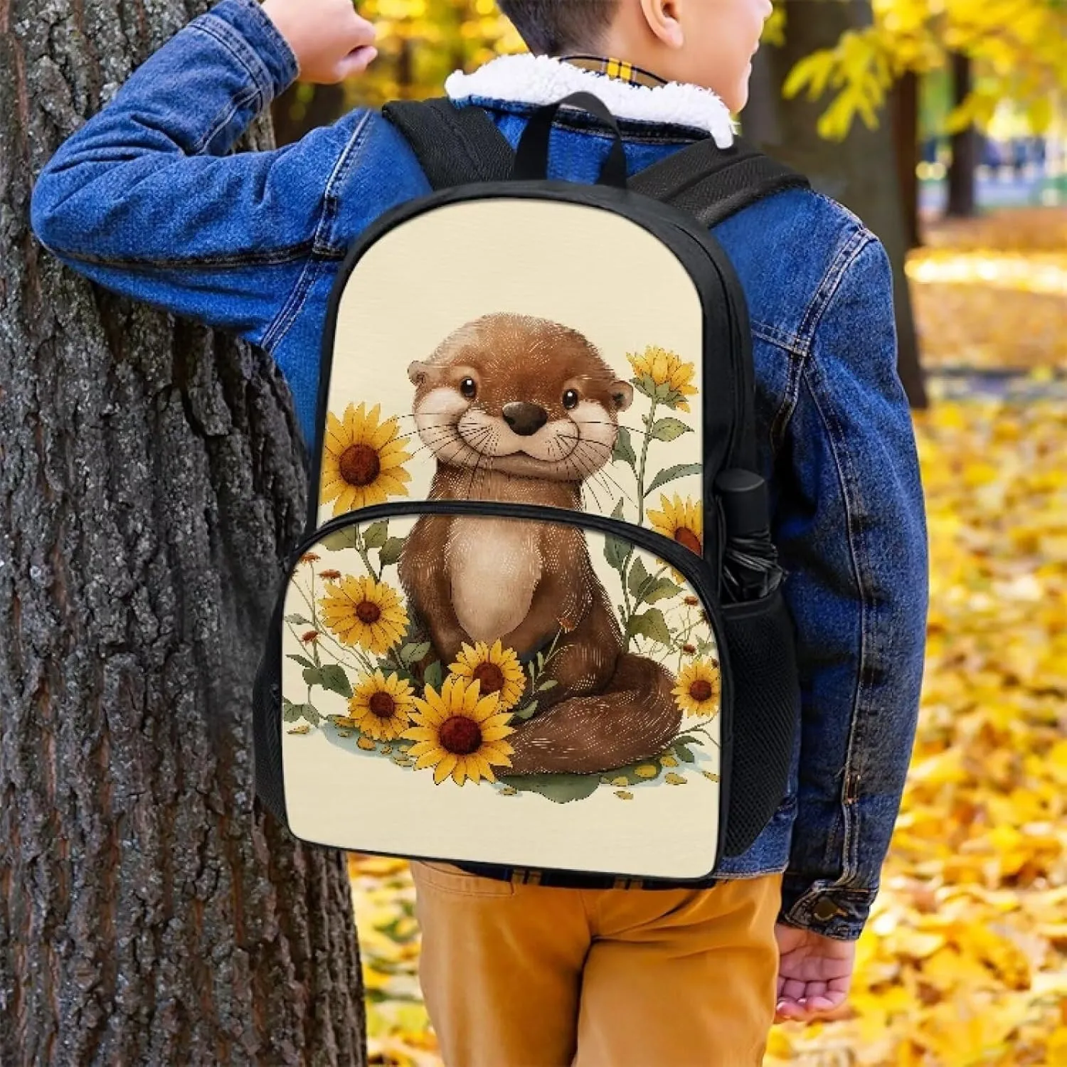 Sunflowers Backpack Lightweight Travel Casual Daypack Sloth Print Portable Bookbag Adjustable Shoulder Bag for Boys Girls，Fit Primary School