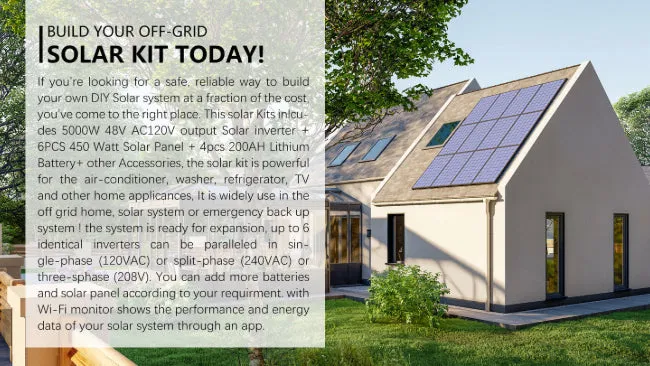 Sungold Power SOLAR SYSTEM 5000W 48V 120V OUTPUT 10.24KWH LITHIUM BATTERY 2700 WATT SOLAR PANEL SGK-5PRO