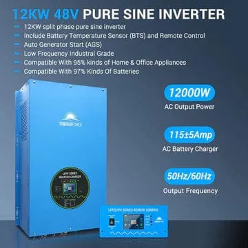 SunGoldPower SGR-12K20E | 12KW Off-Grid Solar Kit | 48VDC | 120V/240V