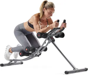 Sunny Health & Fitness Waist Trainer Ab Roller with Elbow Support, Training Wheels, Foldable for Home Gym, Abdominal Exercises, Core Strength, Glute Trainer, Crunch Workouts, Exercise Equipment
