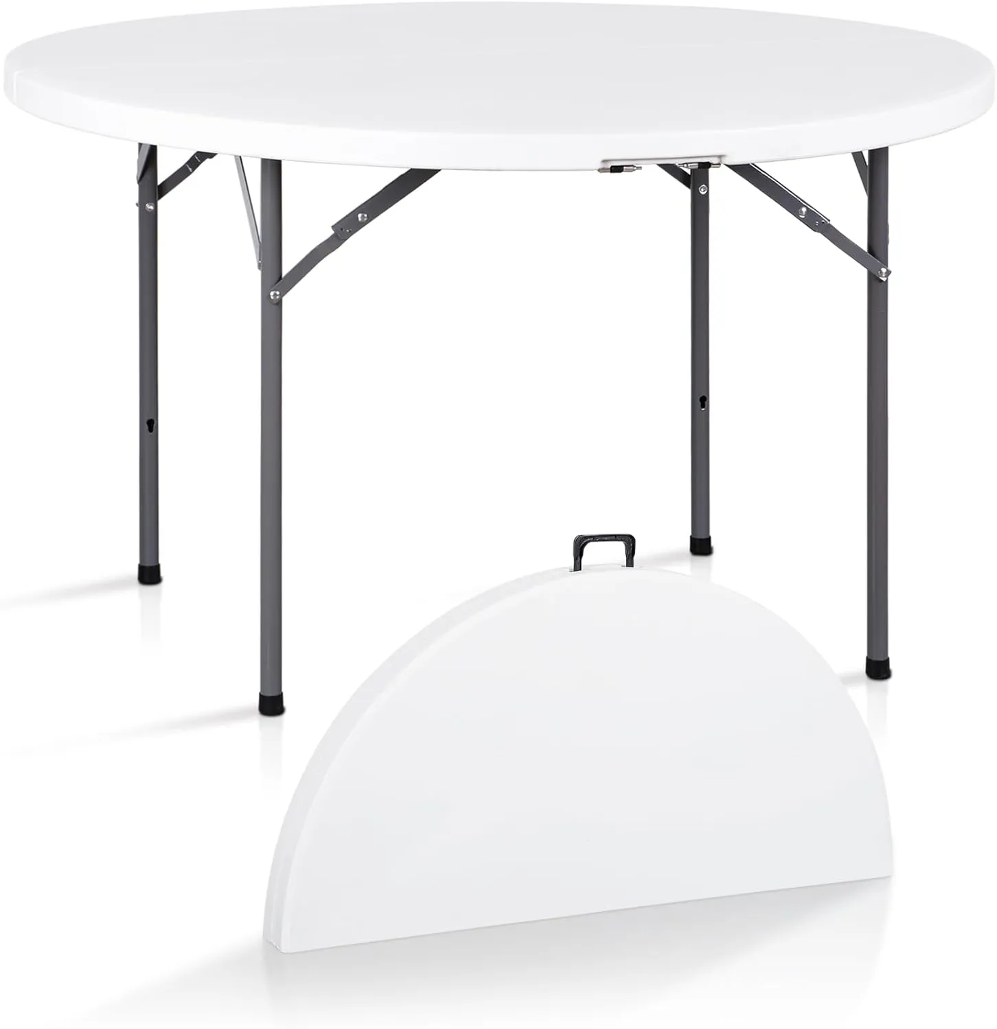 SUPER DEAL 4 Foot Round Folding Card Table, 48" Indoor Outdoor Portable Plastic Kitchen or Camping Picnic Party Wedding Event Table, White