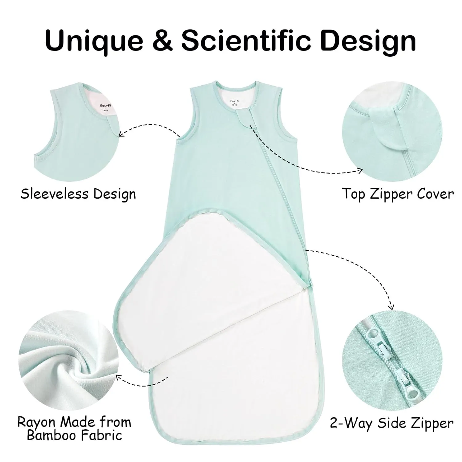 Supersoft Rayon Made from Bamboo Sleep Sack 18-24 Months 1.0 Tog Toddler Sleep Sack 2t Baby Wearable Blanket with 2-Way Zipper Unisex Sleeping Bag for Babies All-year-around (2 Pack) Green & Blue