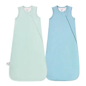 Supersoft Rayon Made from Bamboo Sleep Sack 18-24 Months 1.0 Tog Toddler Sleep Sack 2t Baby Wearable Blanket with 2-Way Zipper Unisex Sleeping Bag for Babies All-year-around (2 Pack) Green & Blue